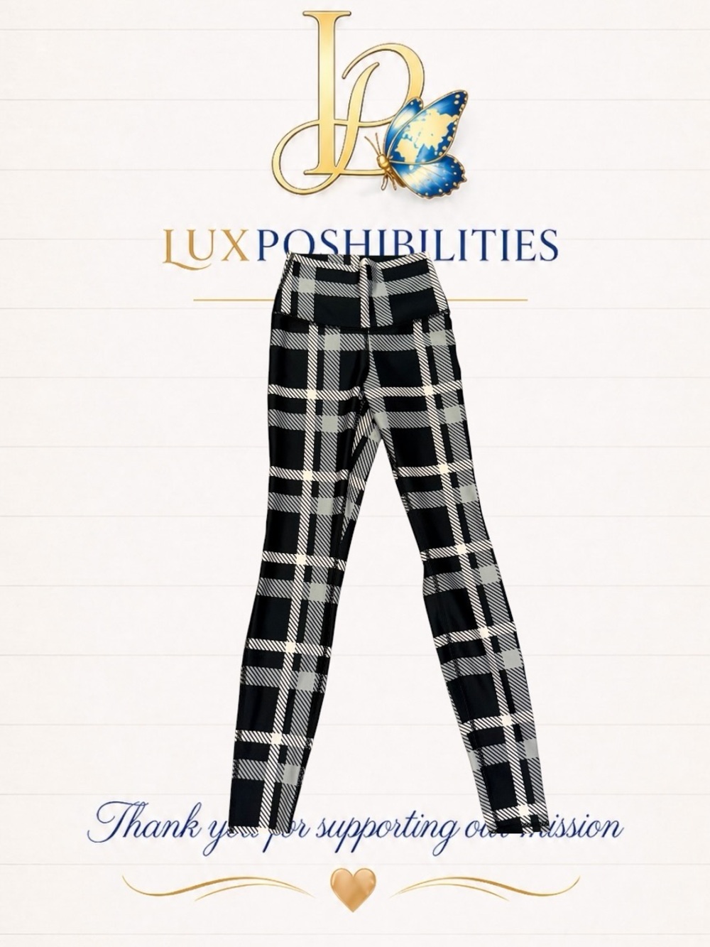 ALO Yoga Black & White Plaid Slim Leggings